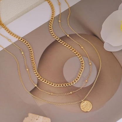XIXINI Layered Necklaces for Women, Dainty Gold Necklace Stack 14k Gold Plated Layering Pendant Necklace Set Simple Statement Gold Necklaces for Women Trendy Fashion Waterproof Gold Jewelry - color: Gold-Set 3