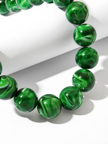 Chunky Beaded Necklaces for Women Statement Necklace | Bold Chunky Choker, Large Resin Beads, Adjustable Necklace, Boho Trendy Summer Beach Holiday Jewelry - color: Green-02
