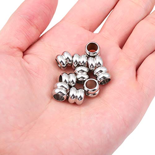 Stainless Steel Spacer Beads 8x9mm Double Threaded Loose Charm Caps Beads for DIY Jewelry Making 10pcs with 6mm Hole - color: 8x9mm 6mm