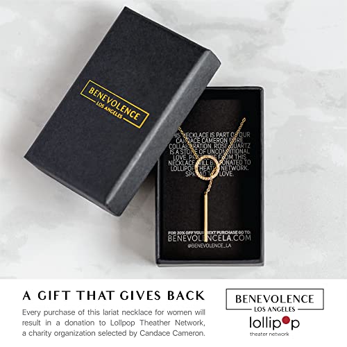 Benevolence LA Gold Dipped Lariat Necklace for Women, Candace Cameron Designed, Y Long Chain Drop Necklace with Bar Pendant, For Layering Necklaces, Jewelry Accessories
