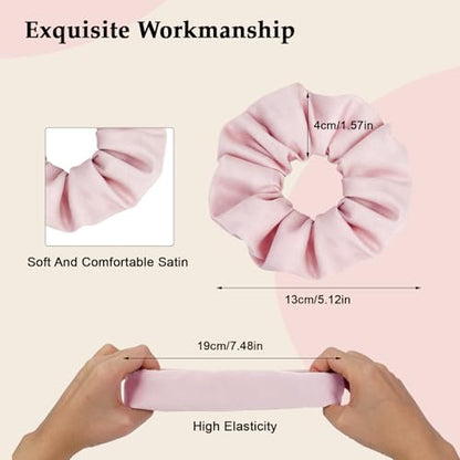 Satin Scrunchies for Women – 8PCS Blush & Brown Silk Hair Ties Set – No Crease, Frizz-Free, Gentle Elastic Hair Bands, Soft & Stylish Everyday Hair Accessories Gifts - color: Large-Blusher