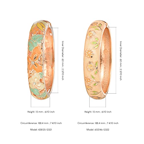 UJOY Cloisonne Indian Bangle Colored Crystal Plated Hinge Cuff Bracelet Hollowed Bird Enamel Jewelry Gift 55C49 - color: A09-2 Pcs/set-Butterfly-Yellow