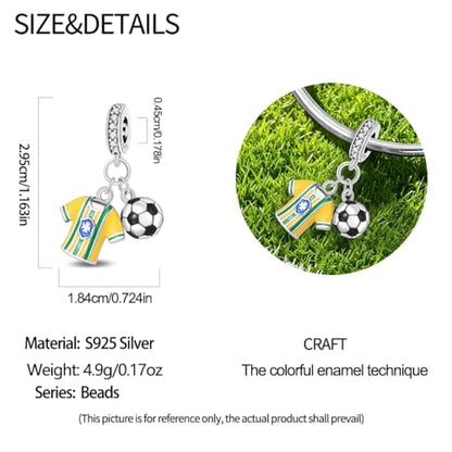 Pandach 925 Sterling Silver Charms Beads for Bracelets and Necklaces Butterfly and Headphones Pendants Clover Charms Jewelry Gift for Women - style: Soccer jerseys Charm