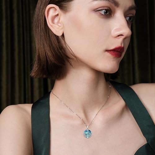Witch Necklace 925 Sterling Silver Pentagram Triple Moon Pentacle Pendant Wiccan Pagan Jewelry Witchy Gifts for Women - style: Lilith-Abalone