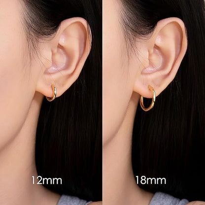 14K Gold Huggie Hoop Earrings for Women - Small Minimalist Earrings - size: 14mm