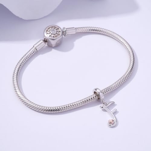 Letter Charms for Pandora Bracelets 925 Sterling Silver Alphabet Initial Charms Bead Jewelry Gift for Women - style: Initial F