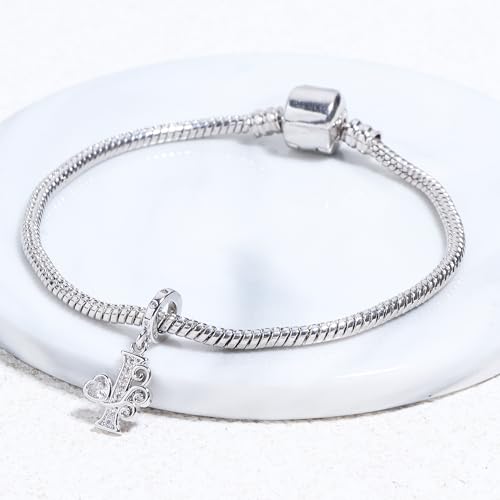 925 Sterling Silver Letter Charms for Pandora Bracelets Silver Letter A Alphabet Charm Initial Dangle Charms Beads Jewelry Gift for Women - style: Dangle Letter Charm I