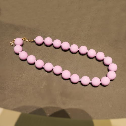 JNF Chunky Beaded Necklaces Women Large Big Ball Bead Choker Necklace Bold Statement Beads jewelry Gift - color: pink bead choker