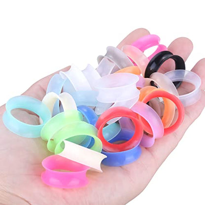 Xpircn 30Pcs Silicone Ear Gauges Flexible Ear Tunnels Plugs Stretchers Expander Double Flared Flesh Ear Piercing Jewelry for Women Men - style: Gauge:7/8"(22mm)