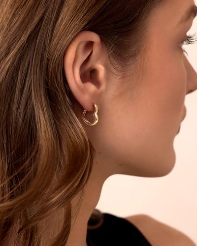Me&Hz Gold Huggie Earrings Small Huggie Hoop Earrings for Women 14K Gold Plated Hypoallergenic Cubic Zirconia Huggies Mini Silver Hoop Earring for Women - color: Heart, Gold