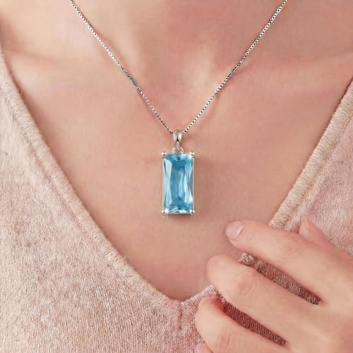 8mm x 16mm Square Birthstone Pendant Necklace – Fashion charming Sterling Silver Gift for women - color: December