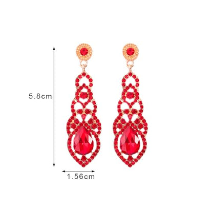 Cute Hollow Crystal Rhinestone Teardrop 8-Shaped Long Dangle Earrings for Women Fashion Strand Jewelry - style: Style12