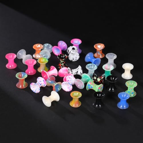 Xpircn 30Pcs Silicone Ear Gauges Flexible Ear Tunnels Plugs Stretchers Expander Double Flared Flesh Ear Piercing Jewelry for Women Men - style: Mixed Color:6G(4mm)