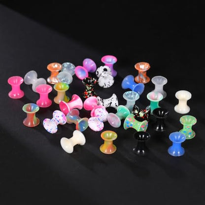 Xpircn 30Pcs Silicone Ear Gauges Flexible Ear Tunnels Plugs Stretchers Expander Double Flared Flesh Ear Piercing Jewelry for Women Men - style: Mixed Color:6G(4mm)