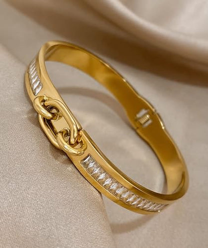 hotoo Gold Plated Bangle Bracelet for Women - style: Clasp