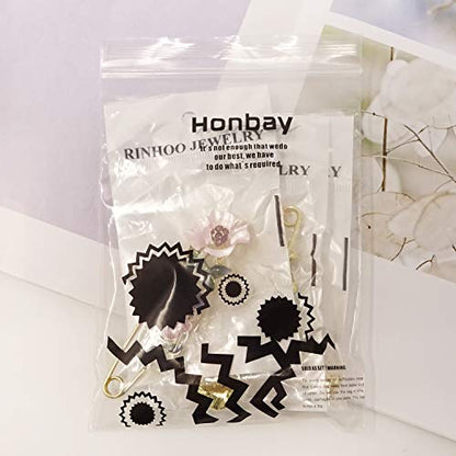 "Honbay 3PCS Stylish Chic Flower Brooch Large Safety Pins for Sweaters, Shawls, Collars, Dresses and Most Clothes"