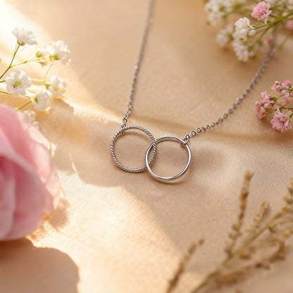Baydurcan Dainty Silver Necklace for Women Ankh Horse Celtic Necklace Gifts | Dainty charm gifts for friends sister mother, birthday, christmas, graduation gifts. Ready to give with card & envelope. - style: Twin-Sister