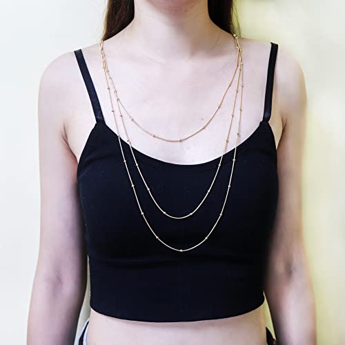 COLORFUL BLING Multilayer Choker Long Chain Tassel Pendant Necklace for Women Beads Necklace Long Bar Charm Chain Jewelry - color: I three beads