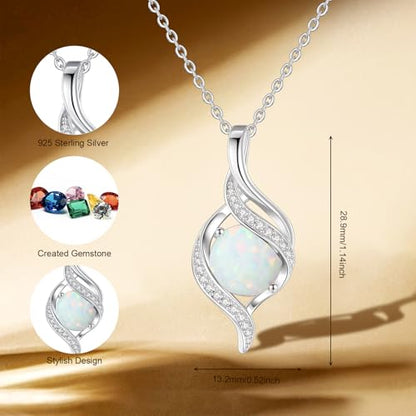 FANCIME Birthstone Necklace for Women Jewelry Gift for Her | Infinity Love Pendant Sterling Silver, Birthday Gift for Women, Adjustable 16+2" - color: 10 - Created Opal