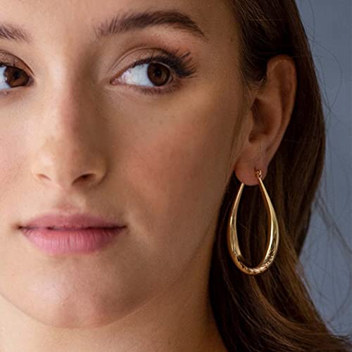 Silver Oval Hoop Earrings for Women 14K Gold Plated Hoop Earrings | Hypoallergenic Lightweight - color: D-14K Gold