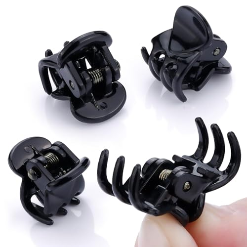 JANYUN 48Pcs Mini Hair Claw Clips, Black Tiny Hair Clips Hairstyle | Strong Grip Hair Clips for Girls Women, Non-Slip Hair Accessories Plastic Multifunction Clamp Clips Hair Accessories Gifts - color: Black