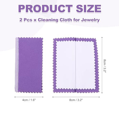 PATIKIL 3.2"x3.2" Jewelry Cleaning Cloth, 2 Pack Double-Sided Fleece Polishing Cloth for Gold, Silver and Jewelry, Dark Purple - color: Dark Purple, size: 3.2"x3.2"