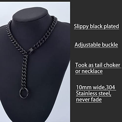 Womens Choker Chain Sexy Stainless Steel Cuban Link Necklace | Hot O Ring Pendant tail,Adjustable,Punk Rock,Sexy Pendant, Easy Choker,No tarnish,Punk Rock Hiphop - color: Balck