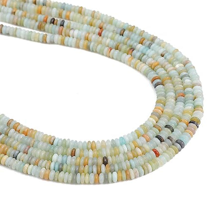 BEADIA Natural Amazonite Spacer Beads Caps Rondelle Disk Loose Beads for Beading Jewelry Making 4mmx2mm 38cm - color: Amazonite, size: Rondelle Disk 4mm x 2mm