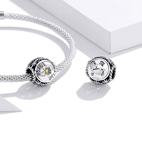 Zodiac Sign Charm fit Charms Bracelet 925 Sterling Silver Charm Birthday Charm 12 Constellations Charms For pandora Bracelets - color: Virgo