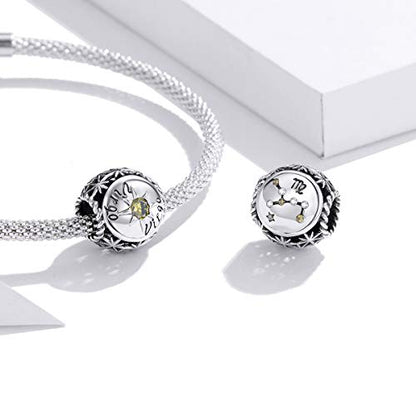 Zodiac Sign Charm fit Charms Bracelet 925 Sterling Silver Charm Birthday Charm 12 Constellations Charms For pandora Bracelets - color: Virgo