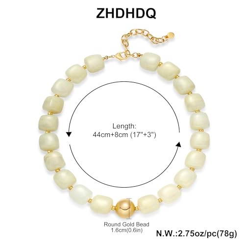 Multicolor Beaded Necklace,Chunky Cube Beaded Statement Necklace, Boho Resin Choker Necklace for Women,Lightweight & Cool, Suitable for Beach, Vacation, Daily Wear & Summer Parties - color: Beige