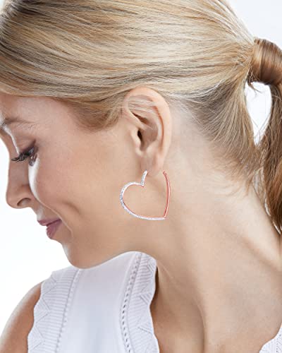 MILLA Heart Hoop Earrings, Silver & Gold Heart Earrings For Women | These Glimmering Heart Hoops are Available in Gold, Rose Gold or Silver Plated Heart Shaped Earrings - color: Rose Gold Plated