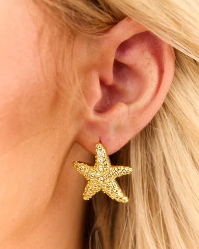 Gold Chunky Earrings for Women Trendy, 14K Gold Plated Dainty Kont Earrings Statement Minimalist Hypoallergenic Stud Earrings - color: Amelia & Gold