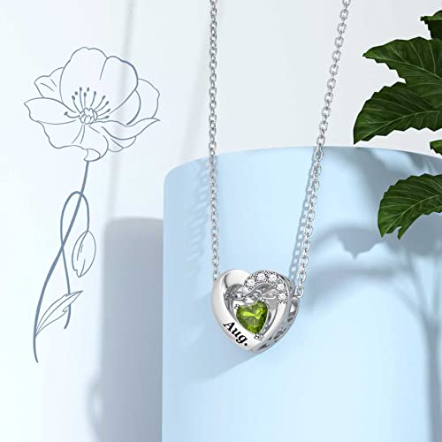 SEVENWELL Jan-Dec Birthstone Charms for Pandora Bracelets, Heart Charm | Fits Most European Charm Bracelets, Sparkling Heart CZ, Birth Flower Engraved, Gift Ready, Nickel-Free - color: August Birthstone Charm