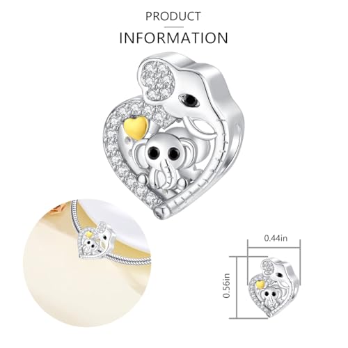 925 Sterling Silver Charms for Bracelets and Necklaces Lipstick and Perfume High Heels Dangle Pendants Heart Butterfly Bead Charms Halloween Christmas Gift for Womens - style: Elephant Heart Bead Charm