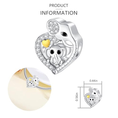 925 Sterling Silver Charms for Bracelets and Necklaces Lipstick and Perfume High Heels Dangle Pendants Heart Butterfly Bead Charms Halloween Christmas Gift for Womens - style: Elephant Heart Bead Charm