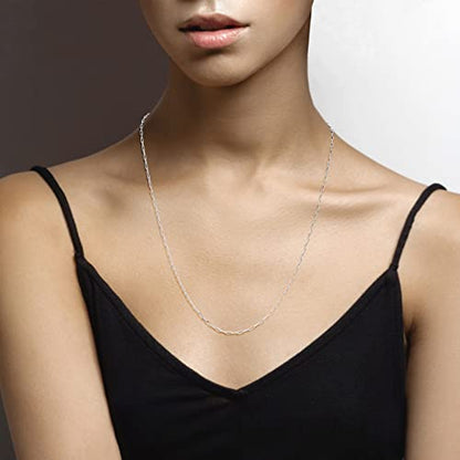 Miabella Italian Solid 925 Sterling Silver, 18Kt Gold Plated 2mm Paperclip Link Chain Necklace for Women, Made in Italy - size: Length 24 Inches, style: sterling silver