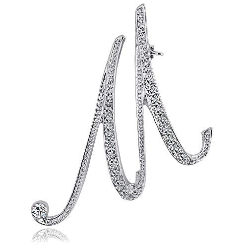Letter Brooch Pins Initial Rhinestone Brooch for Women Crafts Silvery A-Z - color: Silver M