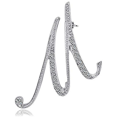 Letter Brooch Pins Initial Rhinestone Brooch for Women Crafts Silvery A-Z - color: Silver M