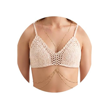 Gold Body Chain for Women | Layered Bikini Belly & Waist Chain Adjustable | Sexy Back Jewelry for Beach Vacation & Parties - color: Style 3