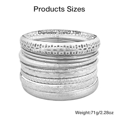 YBMYCM 10Pcs Gold-plated Bangle Bracelet Set for Women Multi Layer Stackable Wide Bangles Indian Chunky Bangle Bracelets Ethnic Glossy Textured Bracelets Wedding Outfit Jewelry - style: B-S