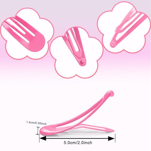 ELANE 80 Pcs Metal Snap Hair Clips for Women,Small Snap Barrettes for Women Girls Thick Fine Hair (Pink) - color: Pink