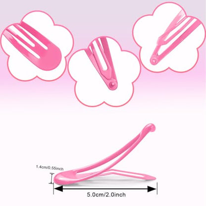 ELANE 80 Pcs Metal Snap Hair Clips for Women,Small Snap Barrettes for Women Girls Thick Fine Hair (Pink) - color: Pink