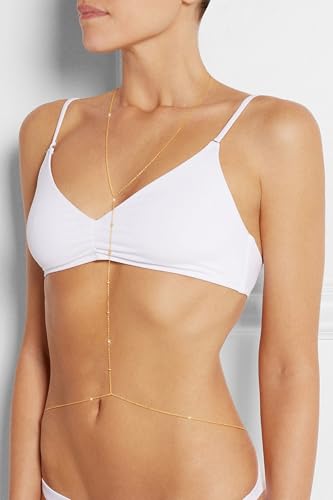 BERISO 14K Gold Plated Body Chain for Women - Sexy Waist Beads Chain, Adjustable Beach Body Jewelry, Elegant Bikini Belly Chain, Boho Festival Layered Body Jewelry (26.5-33 Inch) - style: Body Chain-E