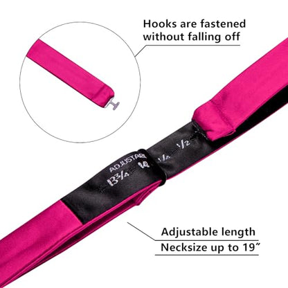 YOHOWA Bow Ties for Men Self-tied Silk Bowtie Solid Color with Lapel Pin and Handkerchief Cufflinks for Wedding Party Prom - color: Soild Hot Pink