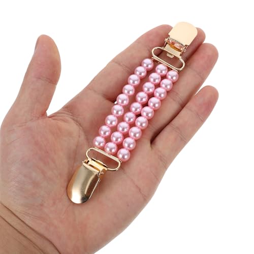 SUPVOX Fashionable Pink Faux Pearl Sweater Clip for Women, Metal Shawl and Cardigan Clasps with Anti-exposure Function, Elegant Clothing Accessory for Daily Wear and Evening Events