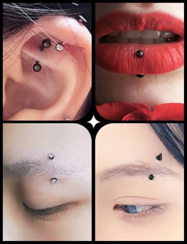 18G Internal Thread Eyebrow Piercing Jewelry Surgical Steel Curved Barbell Tiny Eyebrow Ring Vertical Labret Lip Jewelry Ear Rook Small Belly Button Ring for Women Men 6mm/8mm/10mm - color: 6/8/10mm Black 18G Internal thread horseshoe ring