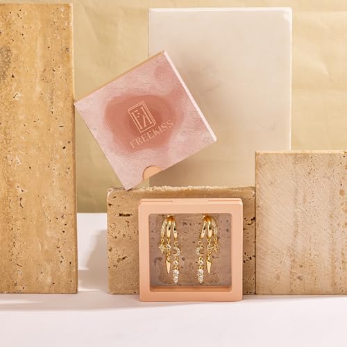 Freekiss Pearl Earrings for Women Trendy: Flat Back Stud Earrings 14K Gold Plated/925 Sterling Silver Freshwater Pearl Dangle Earrings Cute Bow Earrings Wedding Jewelry Birthday Gifts for Women Girls - style: Long Zircon-GD