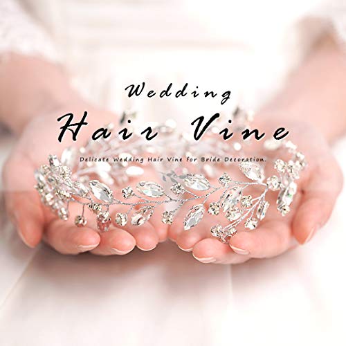 JAKAWIN Bride Wedding Hair Piece Rhinestone Bridal Hair Accessories Diamond Hair Vine for Women HV113 - color: 1 Silver