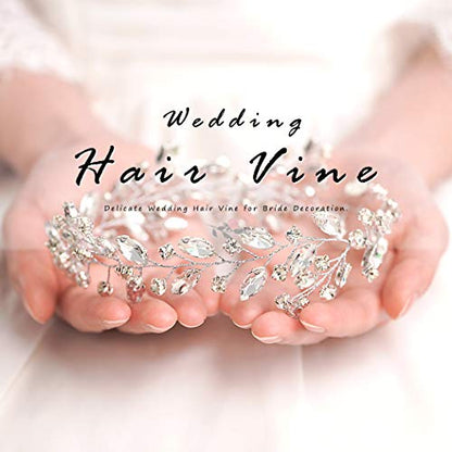 JAKAWIN Bride Wedding Hair Piece Rhinestone Bridal Hair Accessories Diamond Hair Vine for Women HV113 - color: 1 Silver